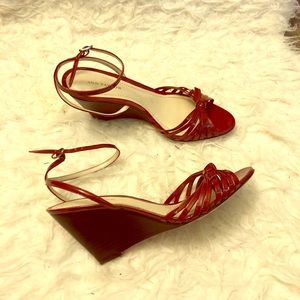 Red Anklestrap Wedge Sandals